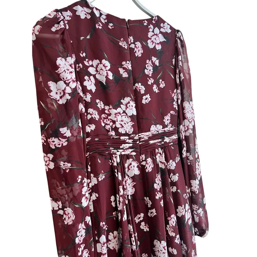 Leena for Mac Duggal Floral Chiffon Red Gown From Rent The Runway Size: XS 0 - Picture 9 of 13